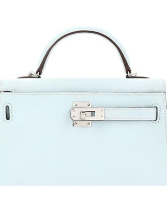 Pre-Owned Hermes Kelly 20 Handbag Blue Epsom with Palladium Hardware