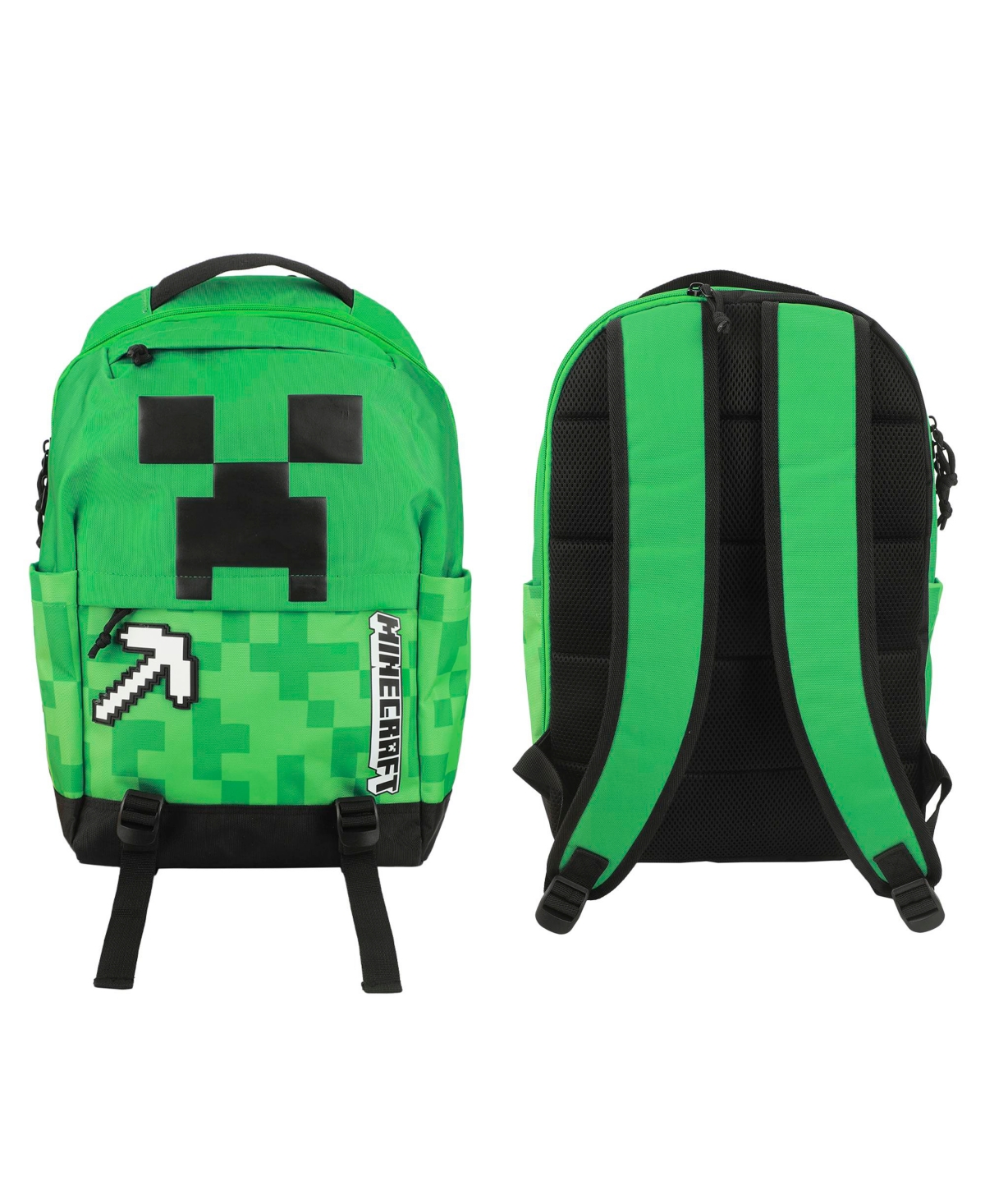 Creeper & Pickax Green 17.5&#x22; Backpack - Minecraft creeper  pickax