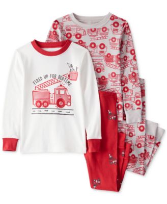 Carter's - Toddler Boys Firetruck-Print Snug-Fit Cotton Pajamas, 4 Piece Set