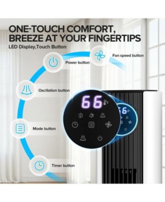 Tower Fan for Bedroom, 85°Oscillating Fan for Indoors, 23ft/s Velocity 28dB Quiet Floor Fan with 3 Speed, 4 Modes, 12H Timer, Remote, Bladeless Standing Fan Powerful for Home Office Room(Secondary)