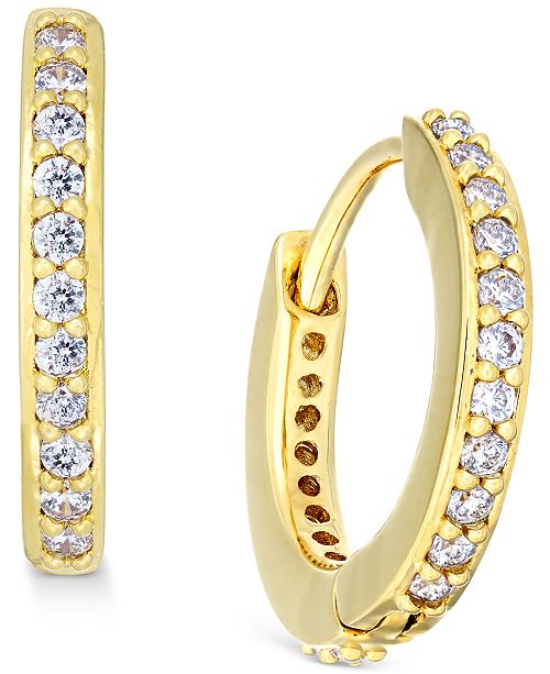 Danori Gold-Tone Crystal Pavé Huggy Hoop Earrings, Created for Macy's ...