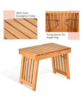 3 PCS Folding Eucalyptus Lounge Chair & Table Set w/ Double-sided Cushion