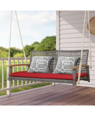 2-Person Patio Wicker Hanging Swing Chair for Porch Balcony or Backyard