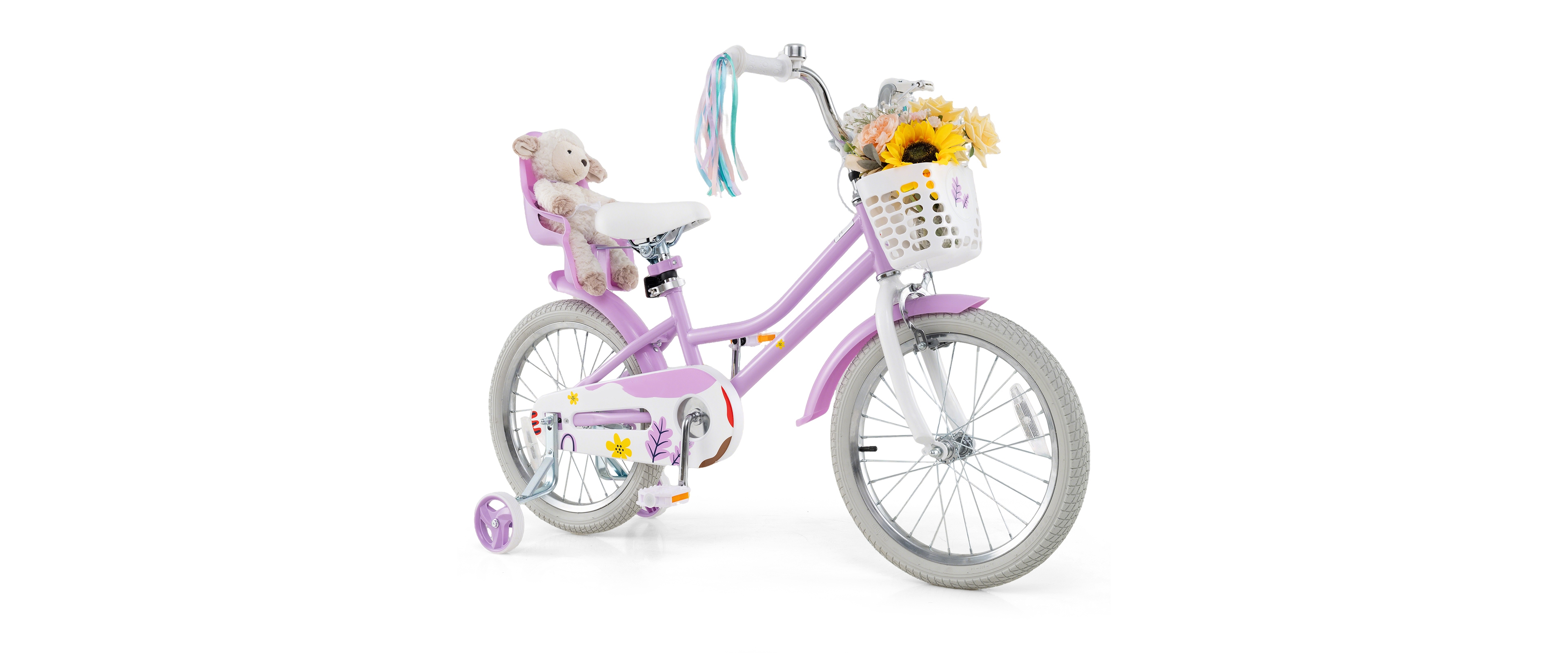 Kids Bicycle for Girls with Doll Seat and Colorful Streamers for Fun Riding