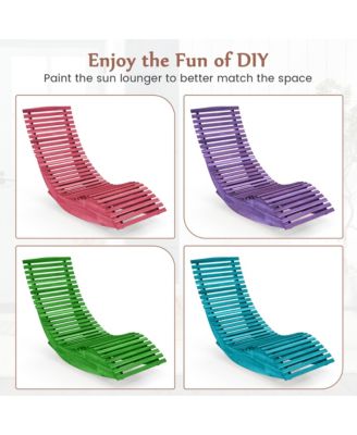 Acacia Wood Patio Chaise Lounge Chair Outdoor Rocking Chair w/ Slatted Design