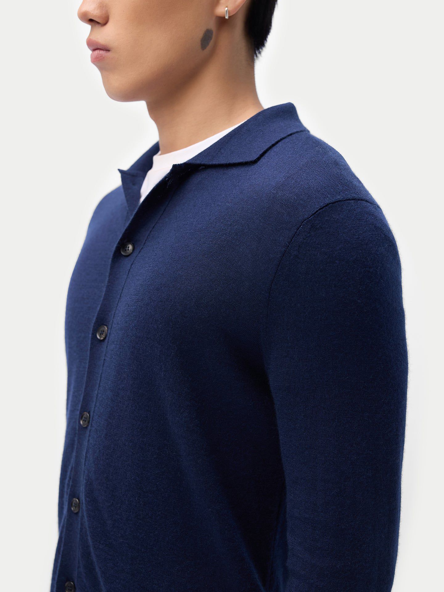 Мужской кардиган Gobi Cashmere Cashmere Silk Polo-Neck - M / Dark Indigo / MK0286-7019, цвет: Синий индиго — фото 5