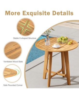 Patio Dining Table with Slatted Tabletop and X-shaped Frame