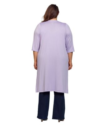 Plus Size Knee Length Duster Cardigan Sweater