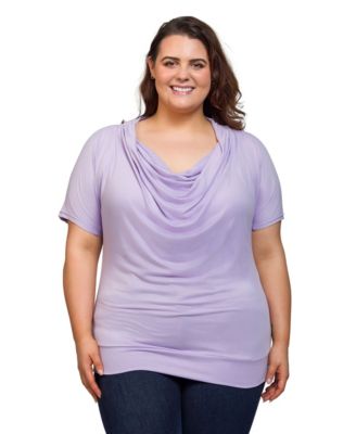 Plus Size Cowl Neck Short Sleeve Top