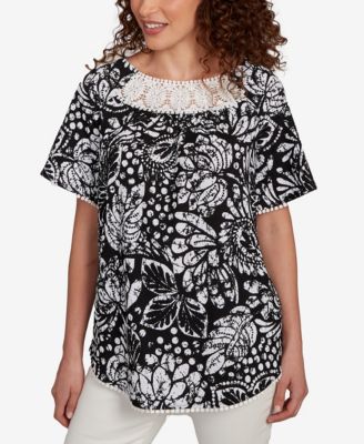 Petite Batik Island Paisley Scoop Neck T Shirt