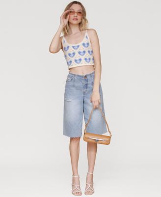 Women's Cropped Crotchet Heart Top