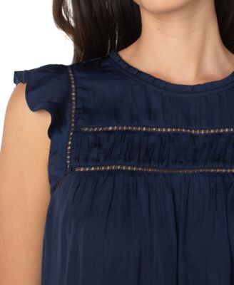 Women's Flutter-Sleeve Woven Blouse