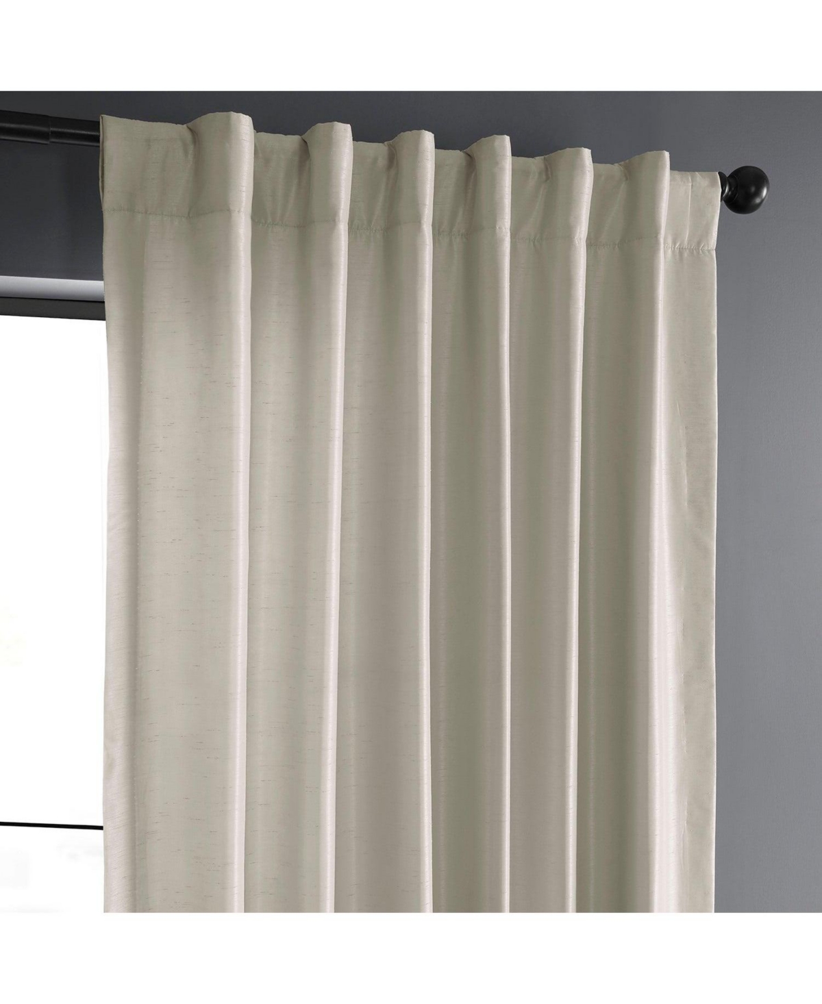 Half Price Drapes Mist Greige Vintage Textured Faux Dupioni Silk Curtain
