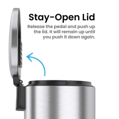 SoftStep Stainless Steel Semi-Round Step Trash Can with AbsorbX Odor Filter and Removable Inner Bucket