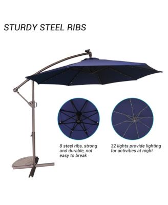10 FT Cantilever Patio Umbrella with Lights Offset Patio Umbrella Crank Large Outdoor Umbrella Pool Umbrella