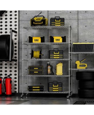 5-Tier Heavy-Duty Adjustable Metal Wire Shelving Unit with Wheels and Shelf Liners Storage Rack