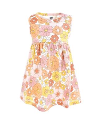 Baby Girls Hudson Hudson Cotton Dress and Cardigan Set, Peach Love And Flowers