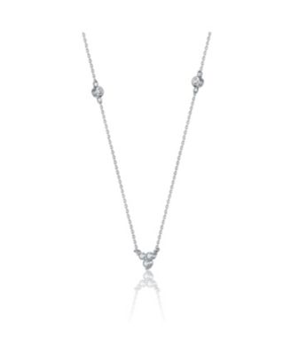 Stunning Sterling Silver White Gold Plated Cubic Zirconia on Triangle Pendant