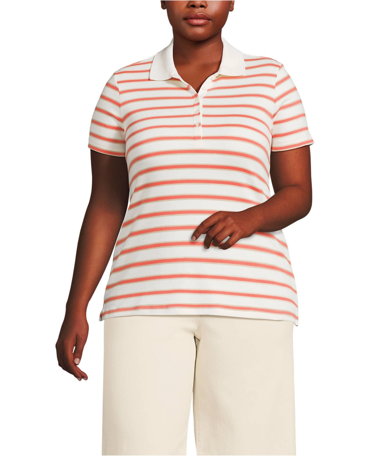 Plus Size Supima Cotton Polo Shirt - White