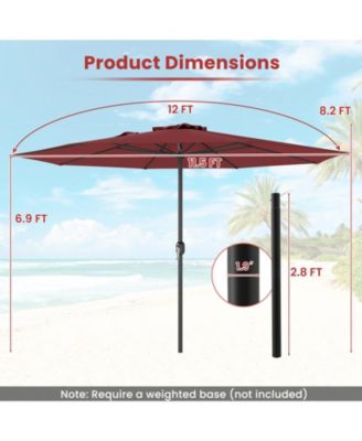 Patio Umbrella with Crank Handle and 8 Sturdy Ribs for Outdoor Shade