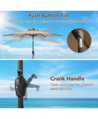 LED Lighted Solar Patio Umbrella with Crank Mechanism – Perfect for Backyard, Poolside, or Balcony