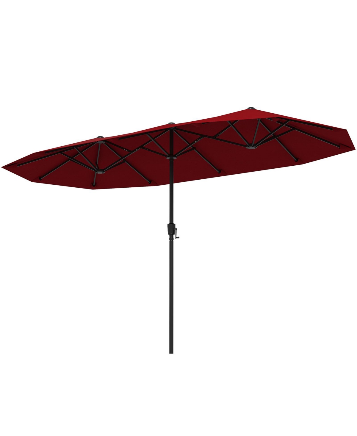 Extra Wide Patio Market Umbrella Double-Sided with Crank for Outdoor Tables - Red