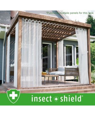 Insect Shield Leno Stripe Tab Top Curtain Panel, 52"Wx 84"L