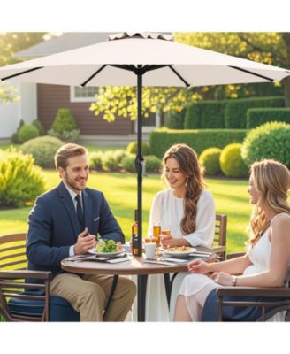 Outdoor Heavy Duty Market Umbrella with Crank Handle and 8 Sturdy Ribs