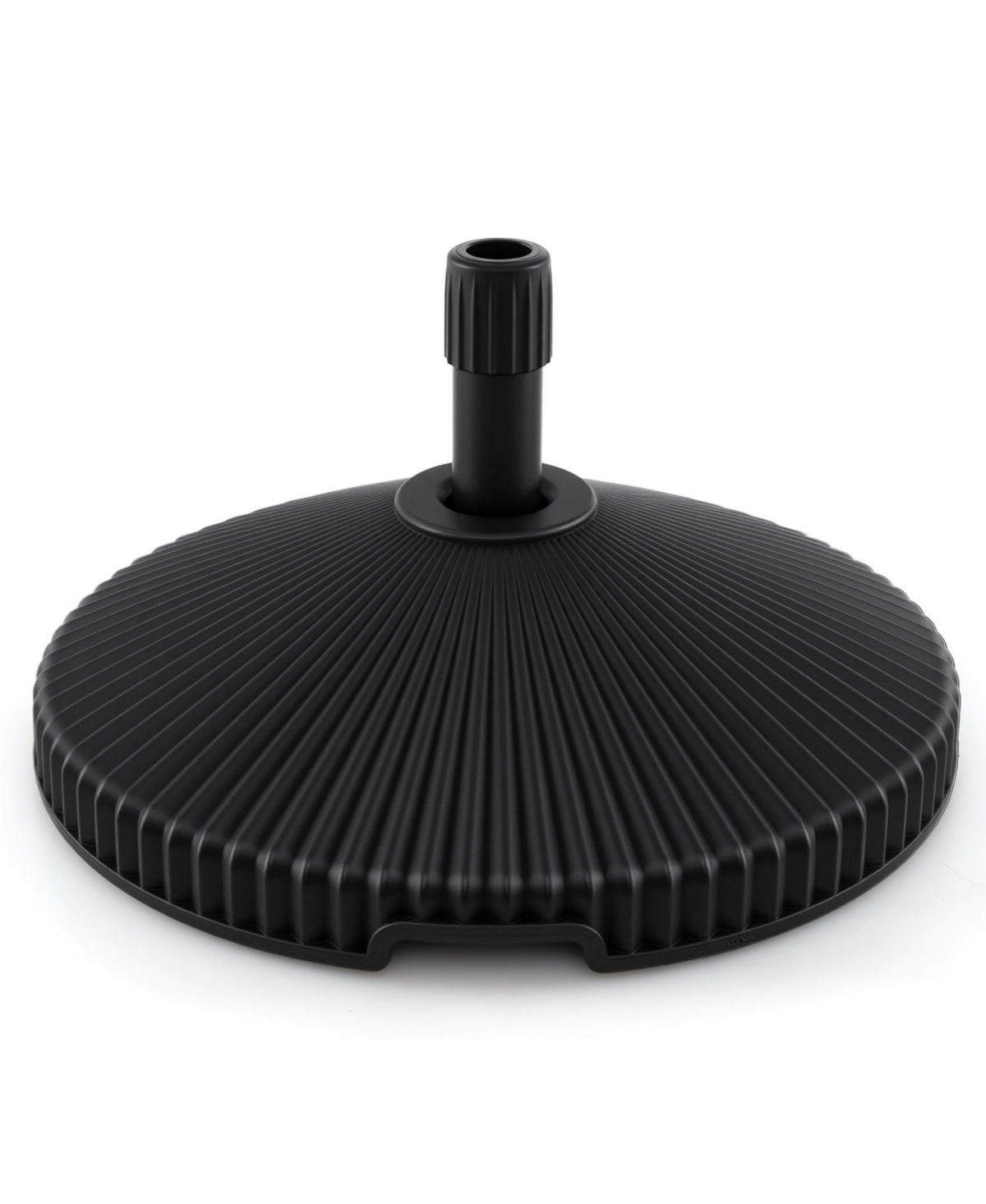 Water and Sand Filled Outdoor Umbrella Stand with Shell Texture and 3 Coupler Sizes - Black