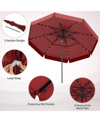 Solar Patio Umbrella with 3-Tier Vented Canopy for Outdoor Tables and Seating