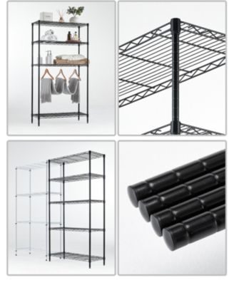 59inch Wide Black Metal Shelves with 5 Removable Dividers Large Capacity Strong Load Bearing for Garage