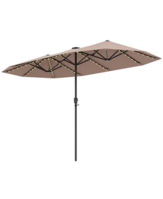 Spacious Patio Umbrella with Solar LED Lights and Smooth Crank Handle