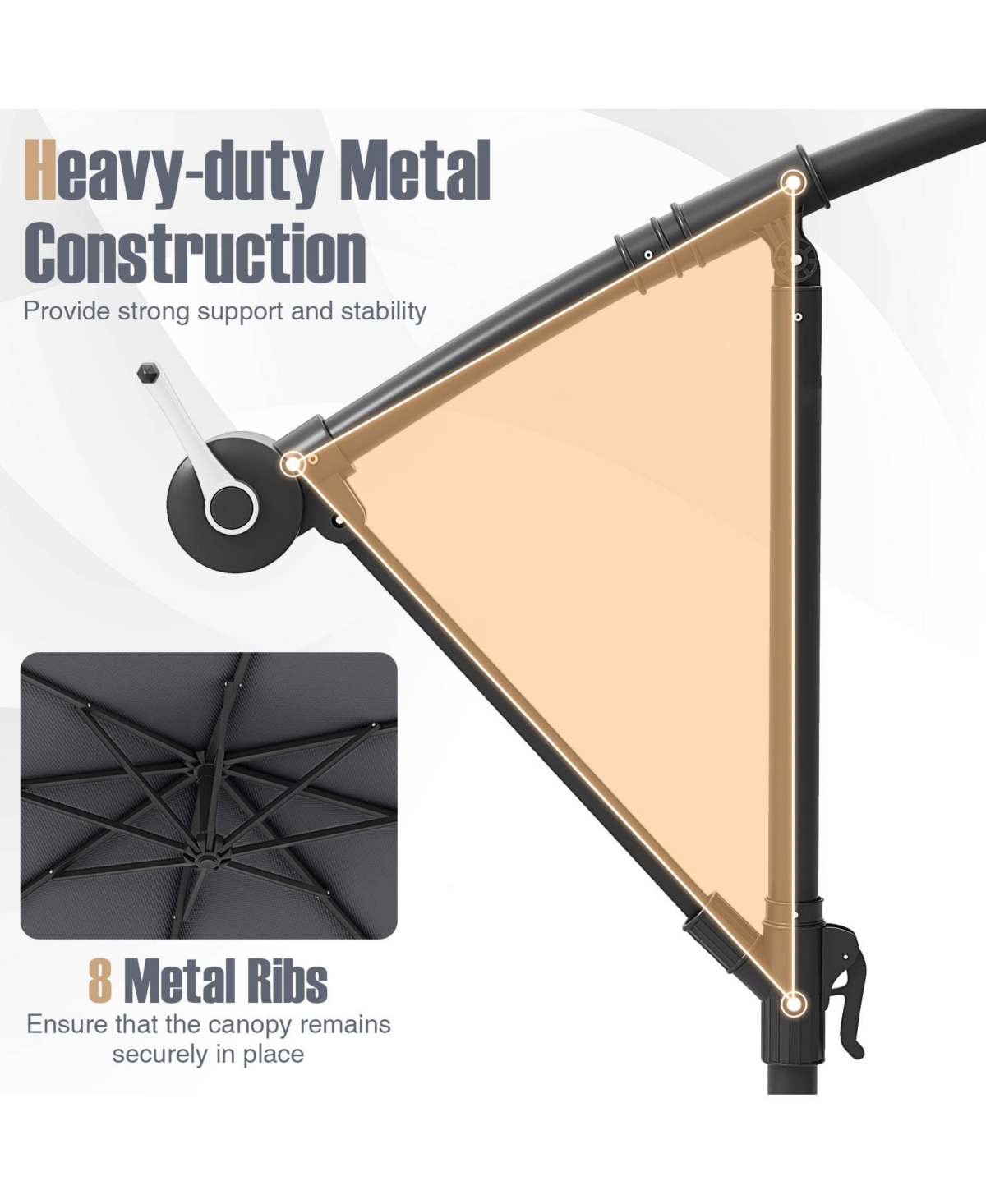 Slickblue Patio Umbrella Offset Cantilever with 40 Solar Powered Lights