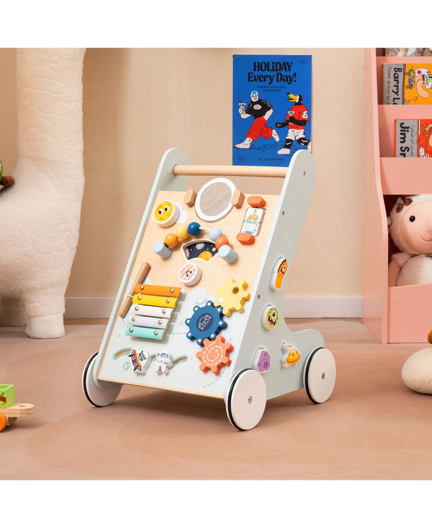 Kids Push Walker Learning Activity Center with Wheels