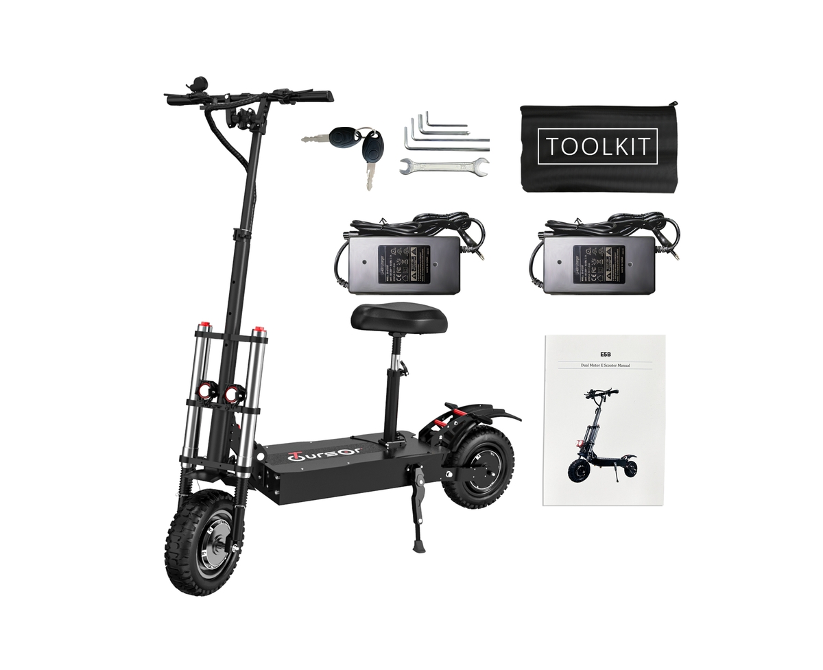 6000W Dual Motor Electric Scooter with Seat &#x2013; 50 Mph Top Speed, 60V 35Ah Battery, 50 Miles Range, 11-Inch Off-Road Tires, Hydraulic Disc Brakes