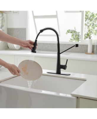 Single-Handle Pull-Down Sprayer 2 Spray High Arc Kitchen Faucet With Deck Plate