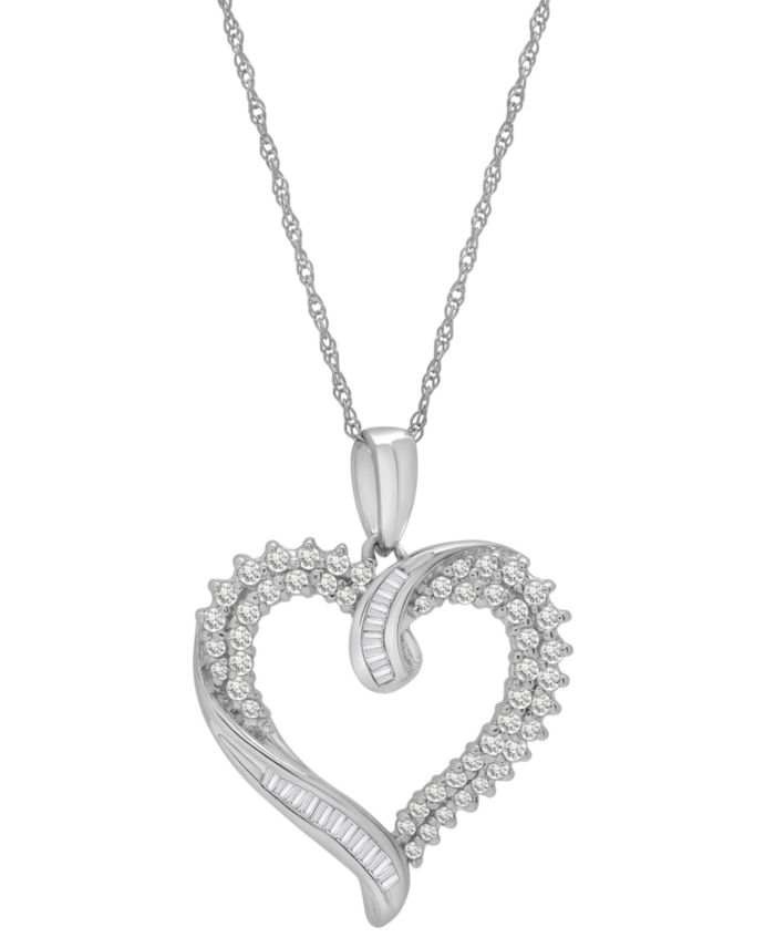 Diamond Twist Heart 18" Pendant Necklace (1/2 ct. t.w.) in 14k White Gold