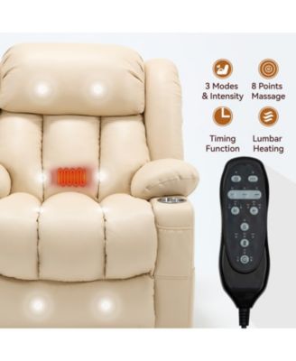 Dual Motor Infinite Position Up to 350 LBS Leatheraire Power Lift Recliner Chair with Vibration Massage and Lumbar Heating
