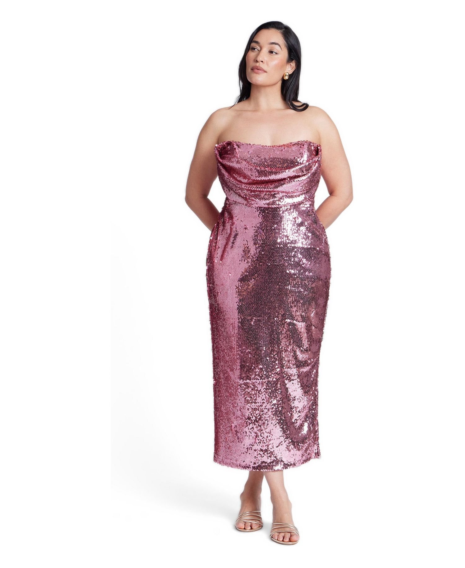 Women's Corset Bodice Sequin Midi Dress