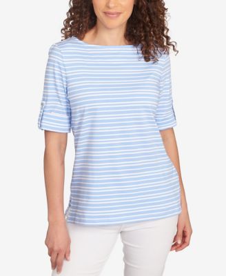 Petite Variegated Stripe Knit T Shirt