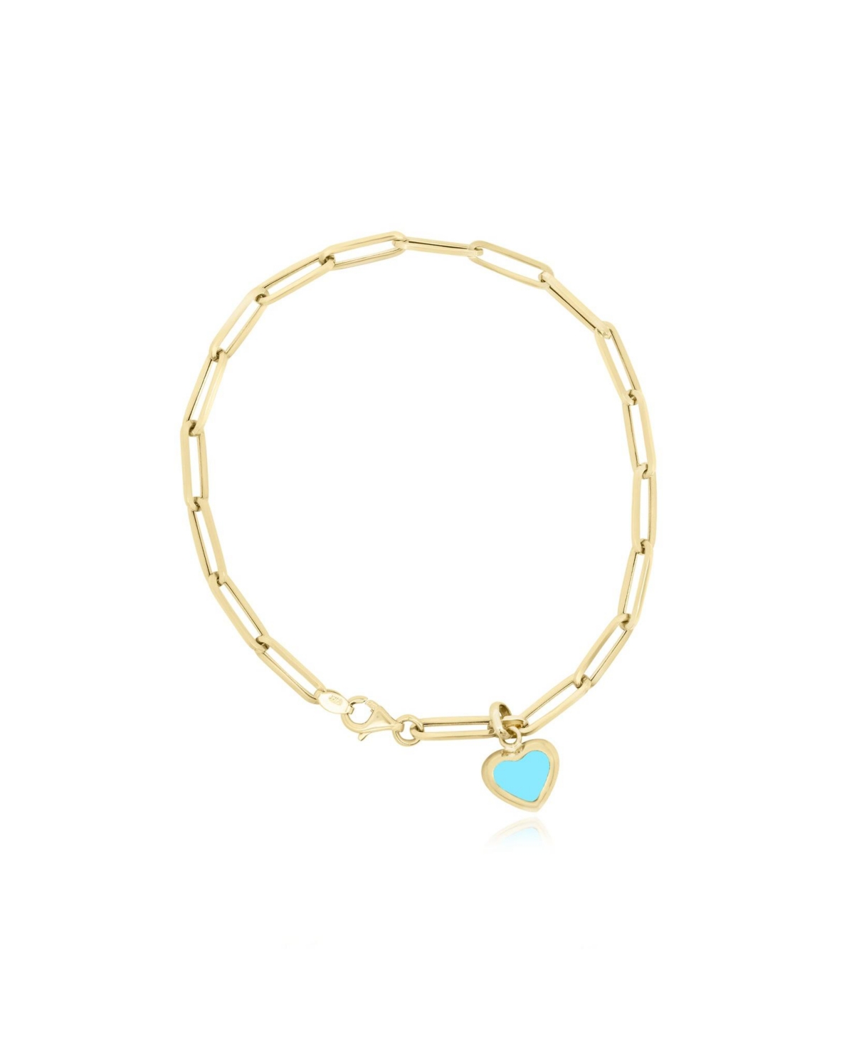 Turquoise Heart Paperclip Bracelet 14k Gold - Turquoise