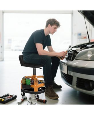 Rolling Mechanic Stool, 300 LBS Capacity Garage Stool,