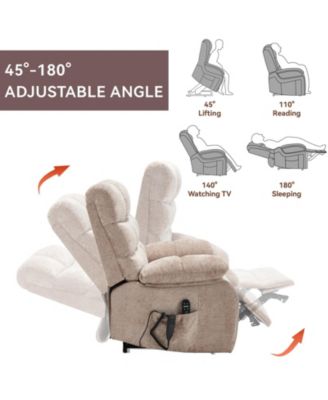 Lift Recliner Chair Heat Massage Dual Motor Infinite Position Up to 350 LBS Large Electric Power Lift Recliners with Power-Remote, Medium-firm and Heavy duty