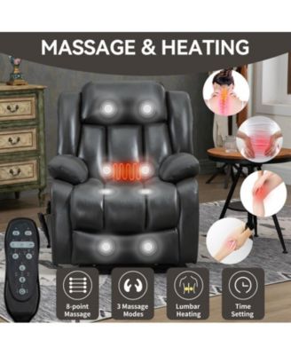 Dual Motor Infinite Position Up to 350 LBS Electric Leatheraire Power Lift Recliner Chair with 8-Point Vibration Massage and Lumbar Heating