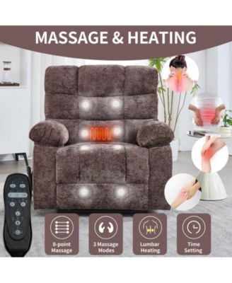 Lift Recliner Chair Heat Massage Dual Motor Infinite Position Up to 350 LBS Large Electric Power Lift Recliners with Power-Remote and Heavy duty