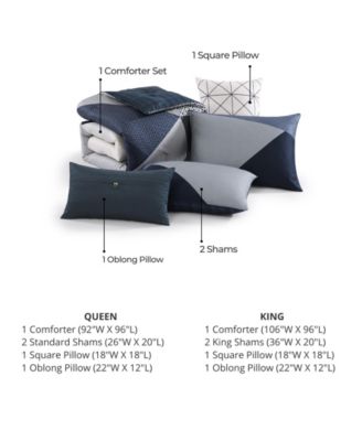 Geo Fusion Bedding 200 Thread Count 100% Cotton Sateen 5 Piece Reversible Queen Comforter Set