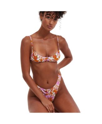 Women's Vintage Florals V Neck Bralette Bikini Top