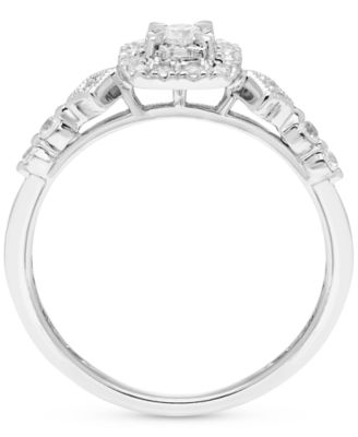 Diamond Halo Vintage Inspired Engagement Ring (1/4 ct. t.w.) in 14k White Gold