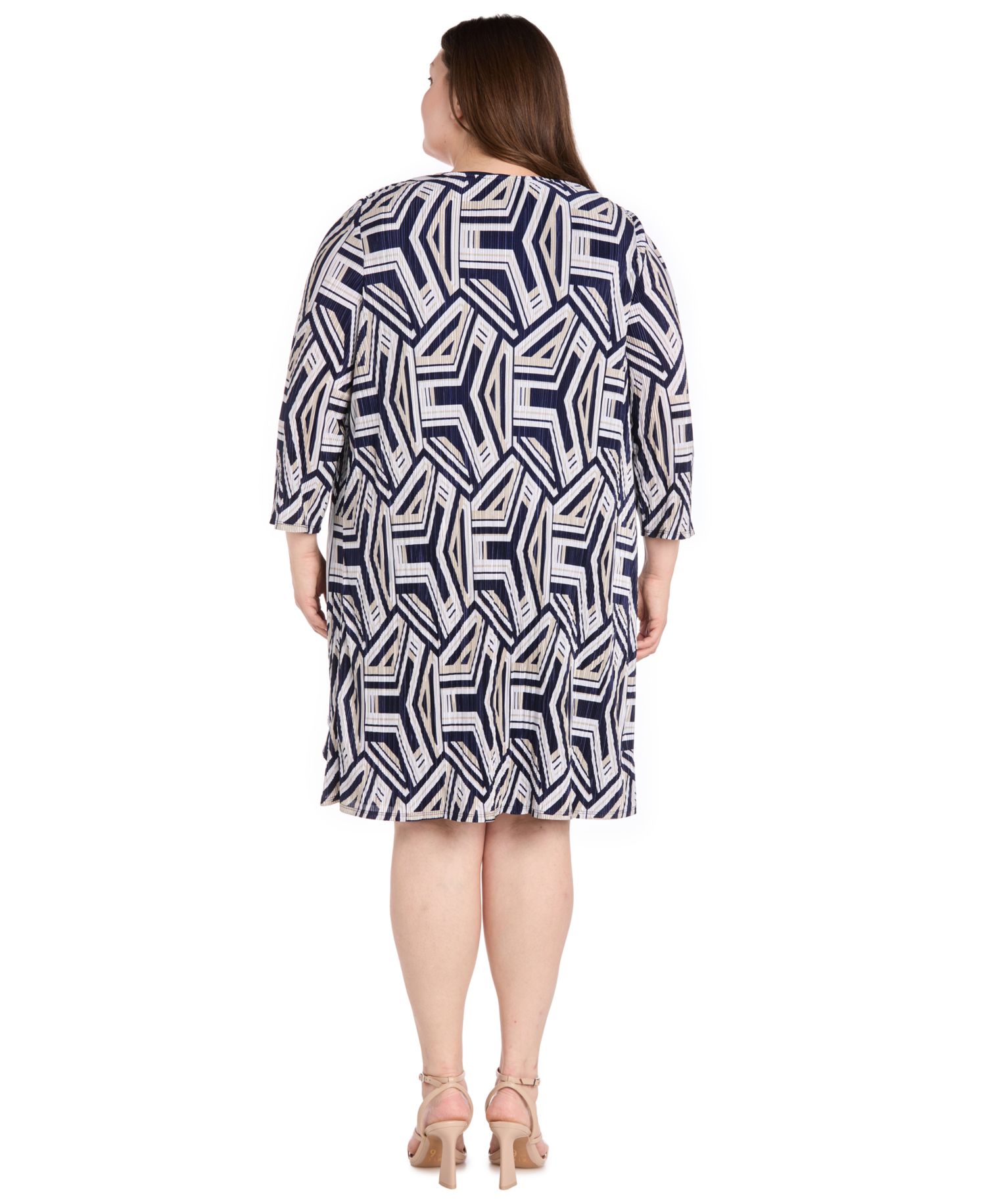 Plus Size 3/4-Sleeve Jacket Dress