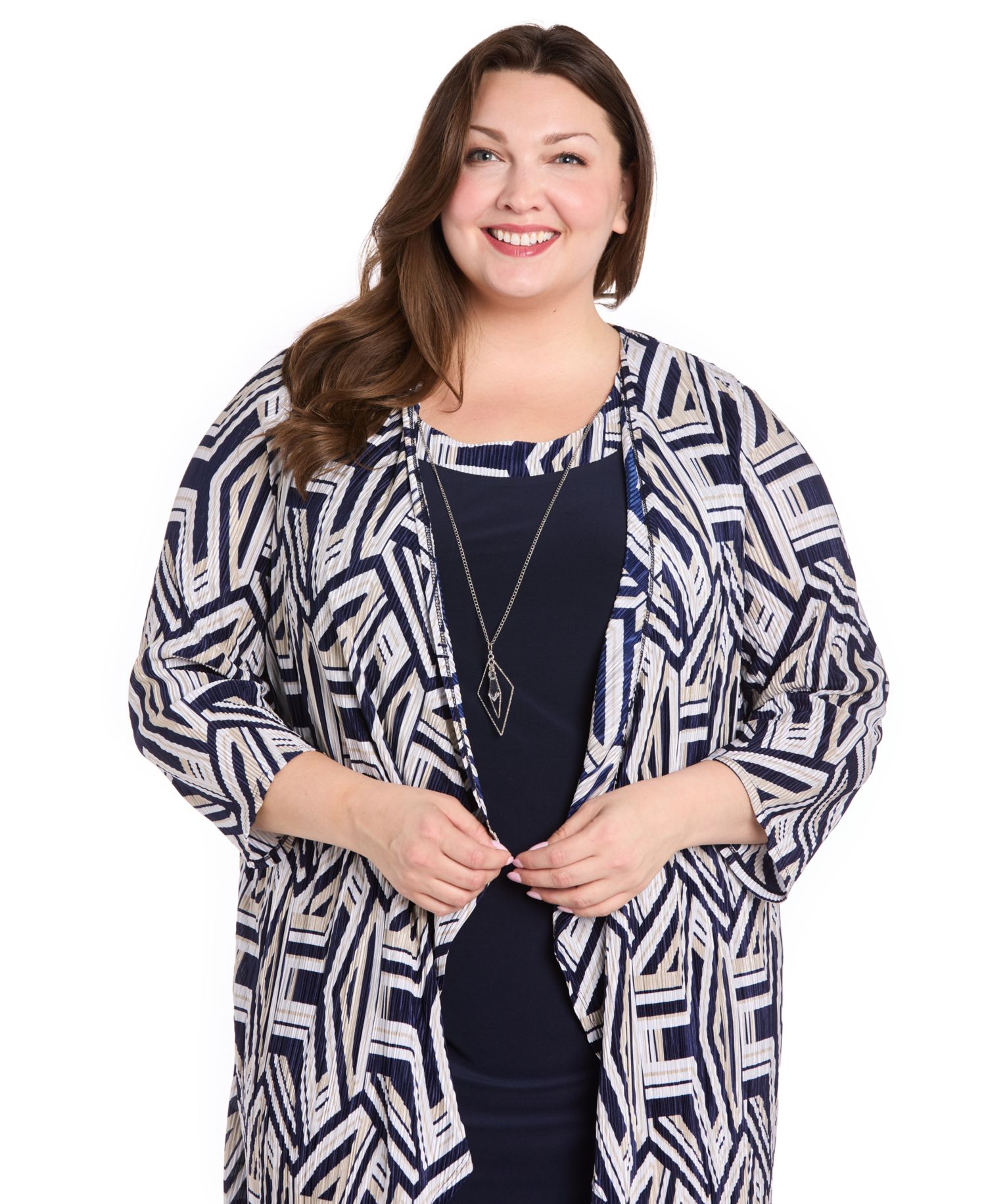 Plus Size 3/4-Sleeve Jacket Dress